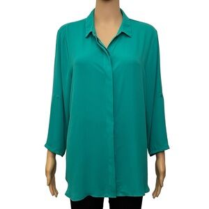 apt. 9 essentials xl Top Blouse Long Sleeve Button From Green